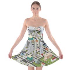 Simple Map Of The City Strapless Bra Top Dress by Nexatart