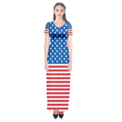 Usa Flag Short Sleeve Maxi Dress by stockimagefolio1