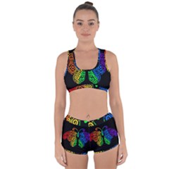 Rainbow Butterfly  Racerback Boyleg Bikini Set by Valentinaart
