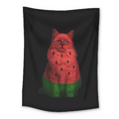 Watermelon Cat Medium Tapestry by Valentinaart