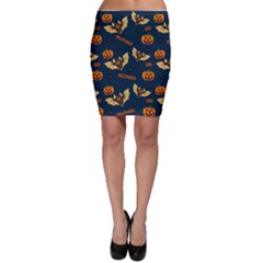 Bat, Pumpkin And Spider Pattern Bodycon Skirt by Valentinaart