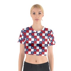 American Flag Star White Red Blue Cotton Crop Top
