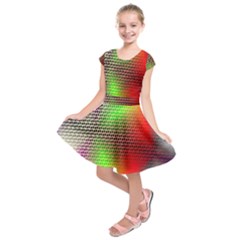 Abstract Rainbow Pattern Colorful Stars Space Kids  Short Sleeve Dress
