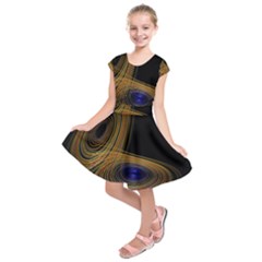 Wondrous Trajectorie Illustrated Line Light Black Kids  Short Sleeve Dress