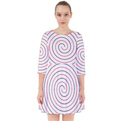 Double Line Spiral Spines Red Black Circle Smock Dress