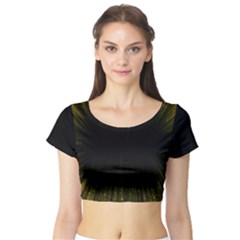 Colorful Light Ray Border Animation Loop Yellow Short Sleeve Crop Top (tight Fit) by Mariart
