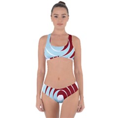 Double Spiral Thick Lines Blue Red Criss Cross Bikini Set by Mariart