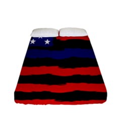 Flag American Line Star Red Blue White Black Beauty Fitted Sheet (full/ Double Size) by Mariart