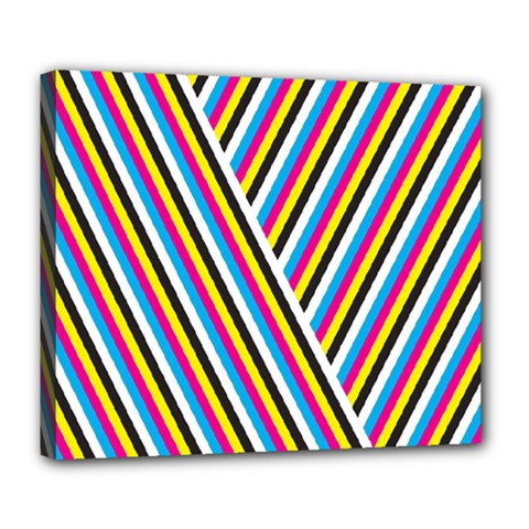 Lines Chevron Yellow Pink Blue Black White Cute Deluxe Canvas 24  X 20   by Mariart