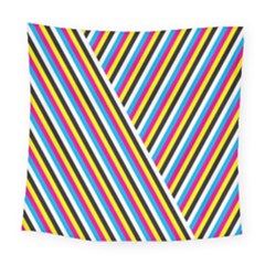Lines Chevron Yellow Pink Blue Black White Cute Square Tapestry (large)