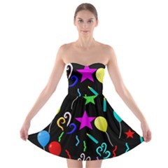 Party Pattern Star Balloon Candle Happy Strapless Bra Top Dress