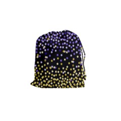 Space Star Light Gold Blue Beauty Drawstring Pouches (small) 