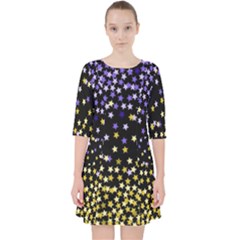 Space Star Light Gold Blue Beauty Pocket Dress by Mariart