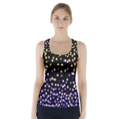 Space Star Light Gold Blue Beauty Black Racer Back Sports Top by Mariart