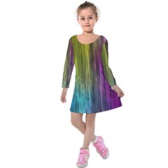 Rainbow Bubble Curtains Motion Background Space Kids  Long Sleeve Velvet Dress by Mariart