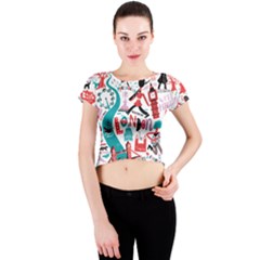 London Illustration City Crew Neck Crop Top by Mariart