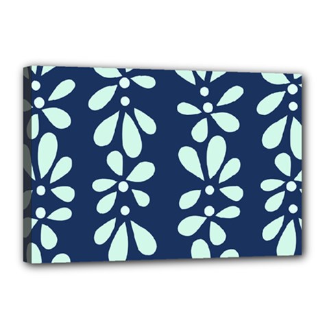 Star Flower Floral Blue Beauty Polka Canvas 18  X 12  by Mariart