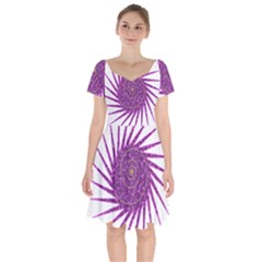 Spiral Purple Star Polka Short Sleeve Bardot Dress by Mariart