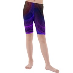 Striped Abstract Wave Background Structural Colorful Texture Line Light Wave Waves Chevron Kids  Mid Length Swim Shorts by Mariart