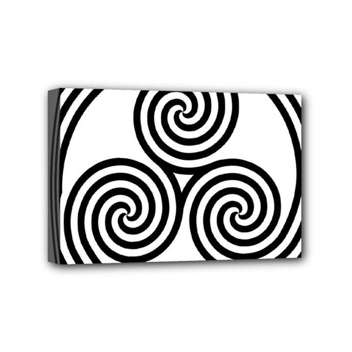 Triple Spiral Triskelion Black Mini Canvas 6  x 4 