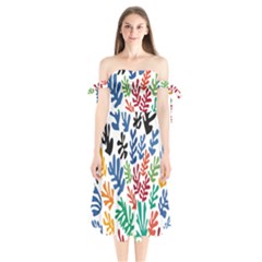 The Wreath Matisse Beauty Rainbow Color Sea Beach Shoulder Tie Bardot Midi Dress