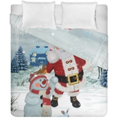 Funny Santa Claus With Snowman Duvet Cover Double Side (california King Size) by FantasyWorld7