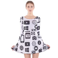 Icon Ball Logo Google Networking Long Sleeve Velvet Skater Dress by Nexatart