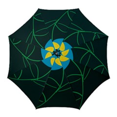 Whimsical Blue Flower Green Sexy Golf Umbrellas
