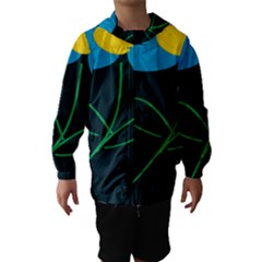 Whimsical Blue Flower Green Sexy Hooded Wind Breaker (kids) by Mariart