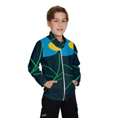 Whimsical Blue Flower Green Sexy Wind Breaker (kids) by Mariart