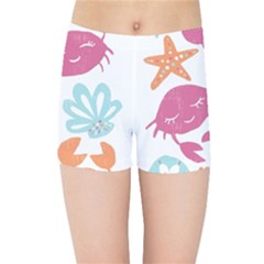 Animals Sea Flower Tropical Crab Kids Sports Shorts by Mariart