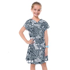 Abstract Floral Pattern Grey Kids  Drop Waist Dress by Mariart