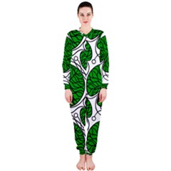 Bottna Fabric Leaf Green Onepiece Jumpsuit (ladies)  by Mariart
