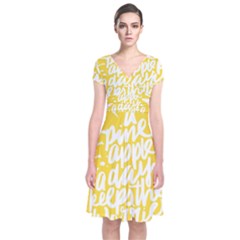 Cute Pineapple Yellow Fruite Short Sleeve Front Wrap Dress by Mariart