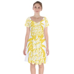 Cute Pineapple Yellow Fruite Short Sleeve Bardot Dress by Mariart