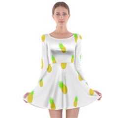 Cute Pineapple Fruite Yellow Green Long Sleeve Skater Dress by Mariart