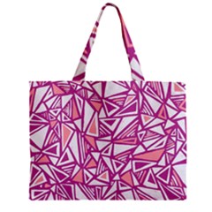 Conversational Triangles Pink White Zipper Mini Tote Bag by Mariart