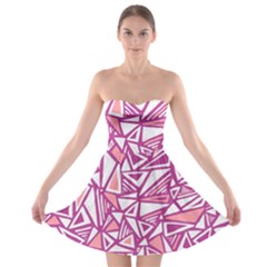 Conversational Triangles Pink White Strapless Bra Top Dress by Mariart