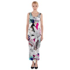 Flower Graphic Pattern Floral Fitted Maxi Dress by Mariart
