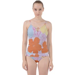 Flower Sunflower Floral Pink Orange Beauty Blue Yellow Cut Out Top Tankini Set