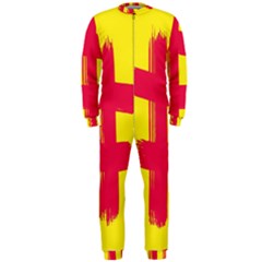 Fun Ain t Gone Fence Sign Red Yellow Flag Onepiece Jumpsuit (men)  by Mariart