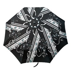 Line Light Leaf Flower Floral Black White Beauty Polka Folding Umbrellas