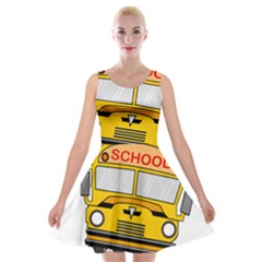 Back To School - School Bus Velvet Skater Dress by Valentinaart