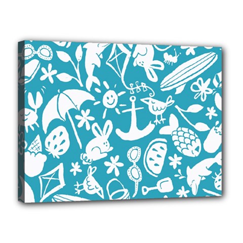 Summer Icons Toss Pattern Canvas 16  X 12  by Mariart