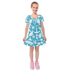 Summer Icons Toss Pattern Kids  Short Sleeve Velvet Dress by Mariart