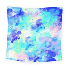Transparent Colorful Rainbow Blue Paint Sky Square Tapestry (large)