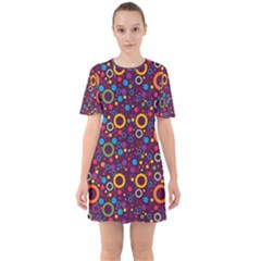 70s Pattern Sixties Short Sleeve Mini Dress by ValentinaDesign
