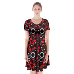 70s Pattern Short Sleeve V-neck Flare Dress by ValentinaDesign