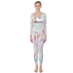 Rainbow Green Purple Pink Red Blue Pattern Zommed Long Sleeve Catsuit
