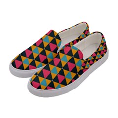 Triangles Pattern                      Women Canvas Slip Ons by LalyLauraFLM